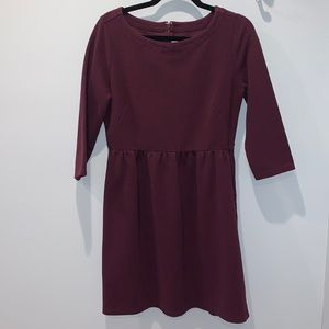 LOFT (Petites) Burgundy 3/4 length sleeve dress